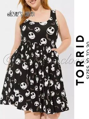 Torrid Disney Nightmare Before Christmas Jack Skellington Skater Dress 1X 14 16